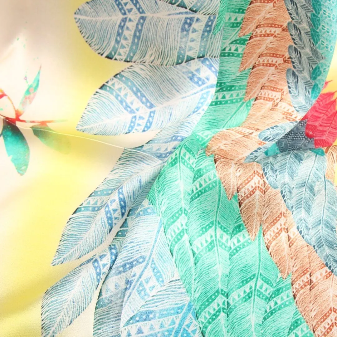 Silk Scarf Collections|Blossom Range|Feather Design|Golden|Long Silk Scarf