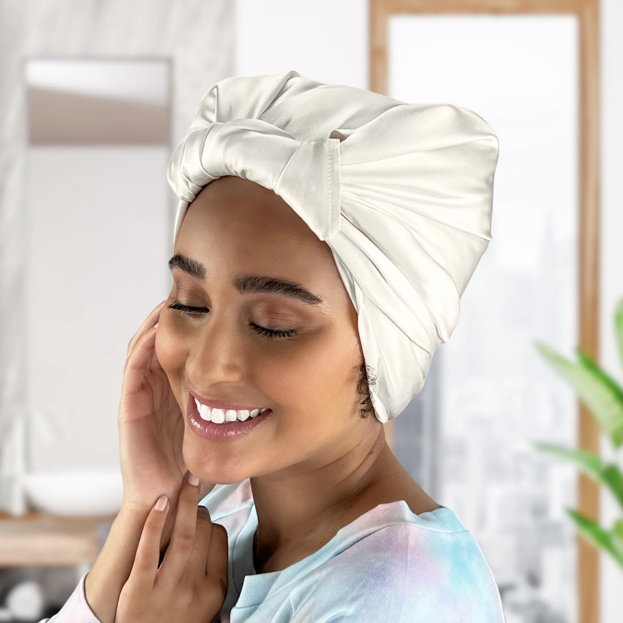 Silk Square Head Scarf - Ivory