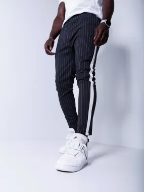 Striped Ankle Pants - Charcoal