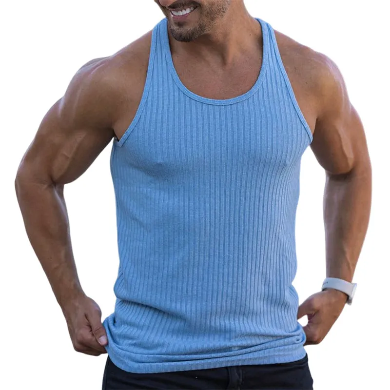 Striped solid color sports vest for men