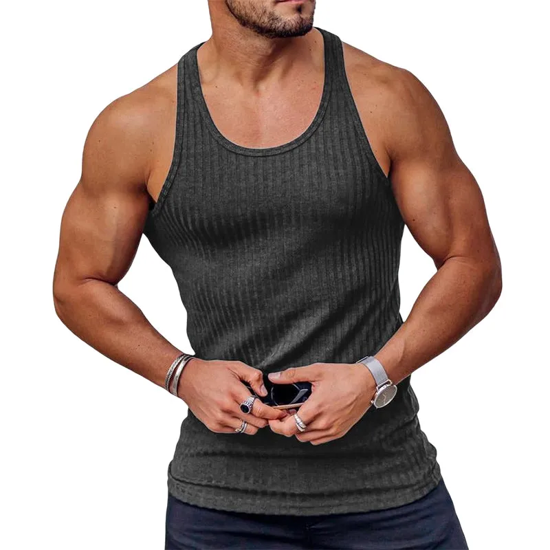 Striped solid color sports vest for men