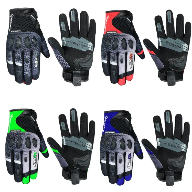 SULAITE Motorcycle Anti-fall Touch Screen Breathable Mesh Cycling Gloves, Size: M(Black Blue)