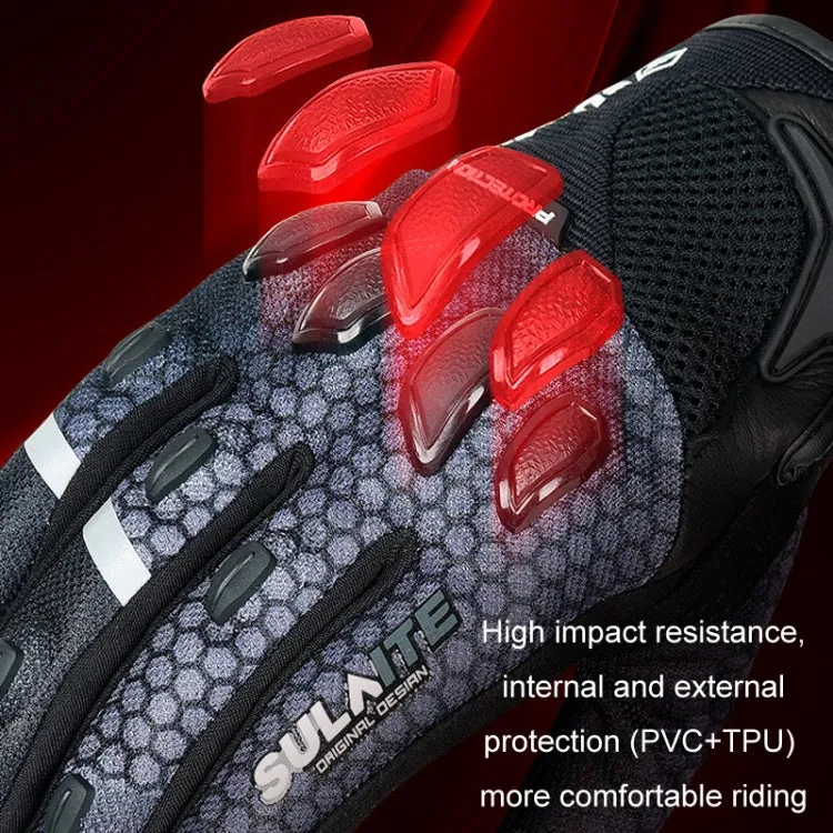 SULAITE Motorcycle Anti-fall Touch Screen Breathable Mesh Cycling Gloves, Size: M(Black Blue)