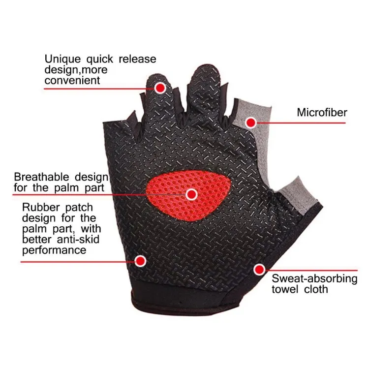 Summer Men Women Fitness Gloves Gym Weight Lifting Cycling Yoga Training Thin Breathable Antiskid Half Finger Gloves, Size:L(Red)