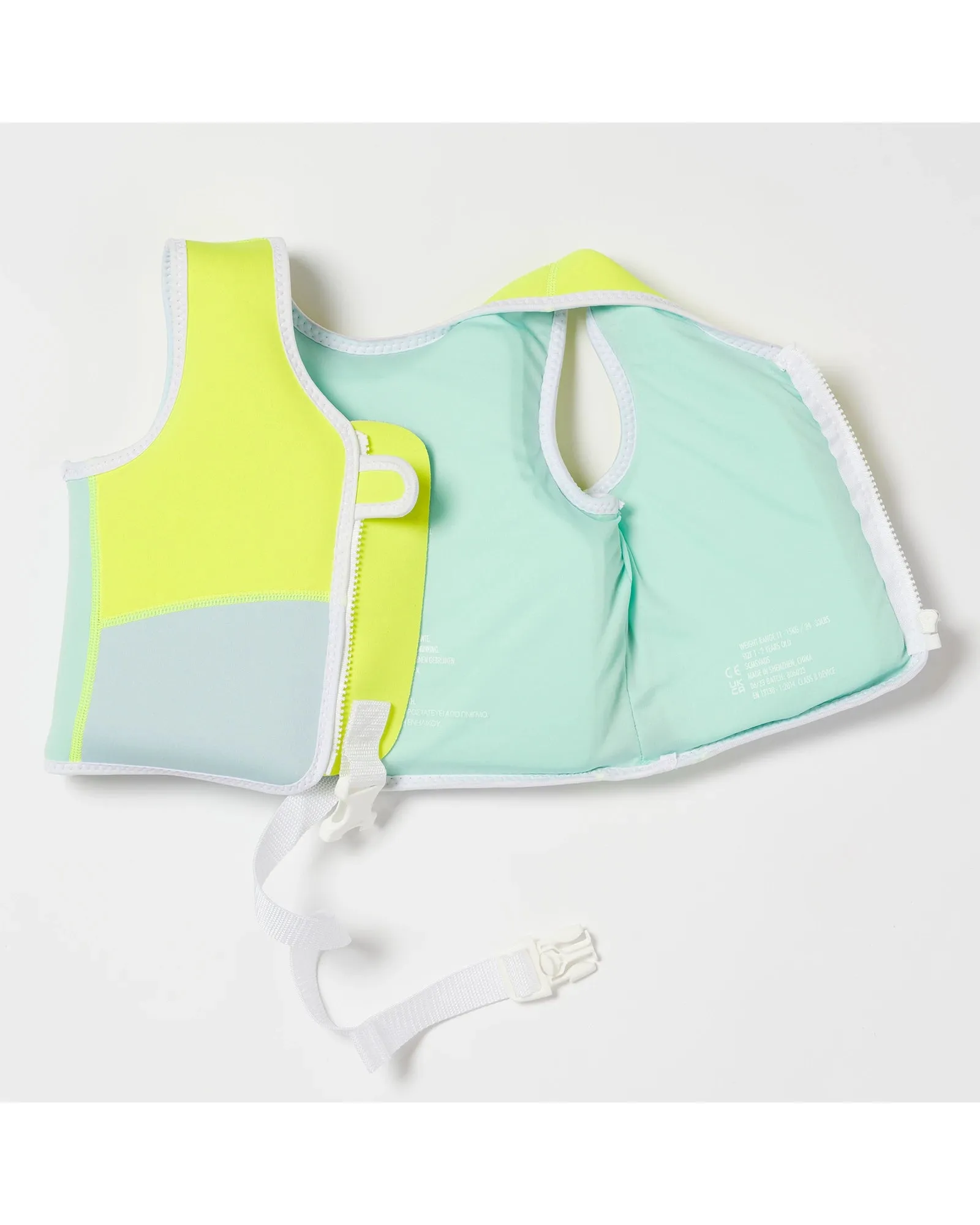 Sunnylife Salty the Shark Swim Vest 1-2 Aqua Neon Yellow