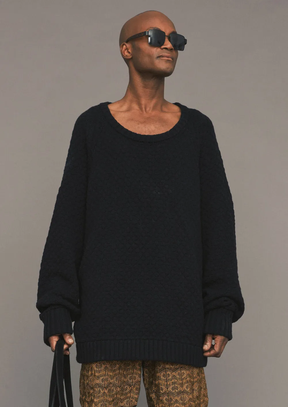 SWEATER OVERSIZE - KNIT PEARL black