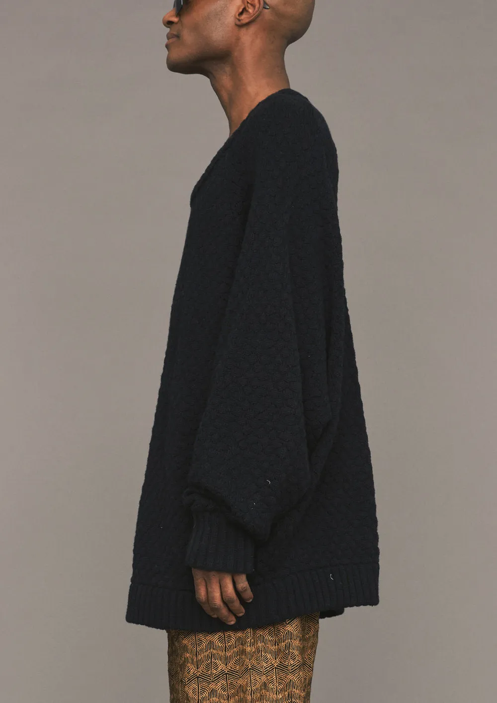 SWEATER OVERSIZE - KNIT PEARL black