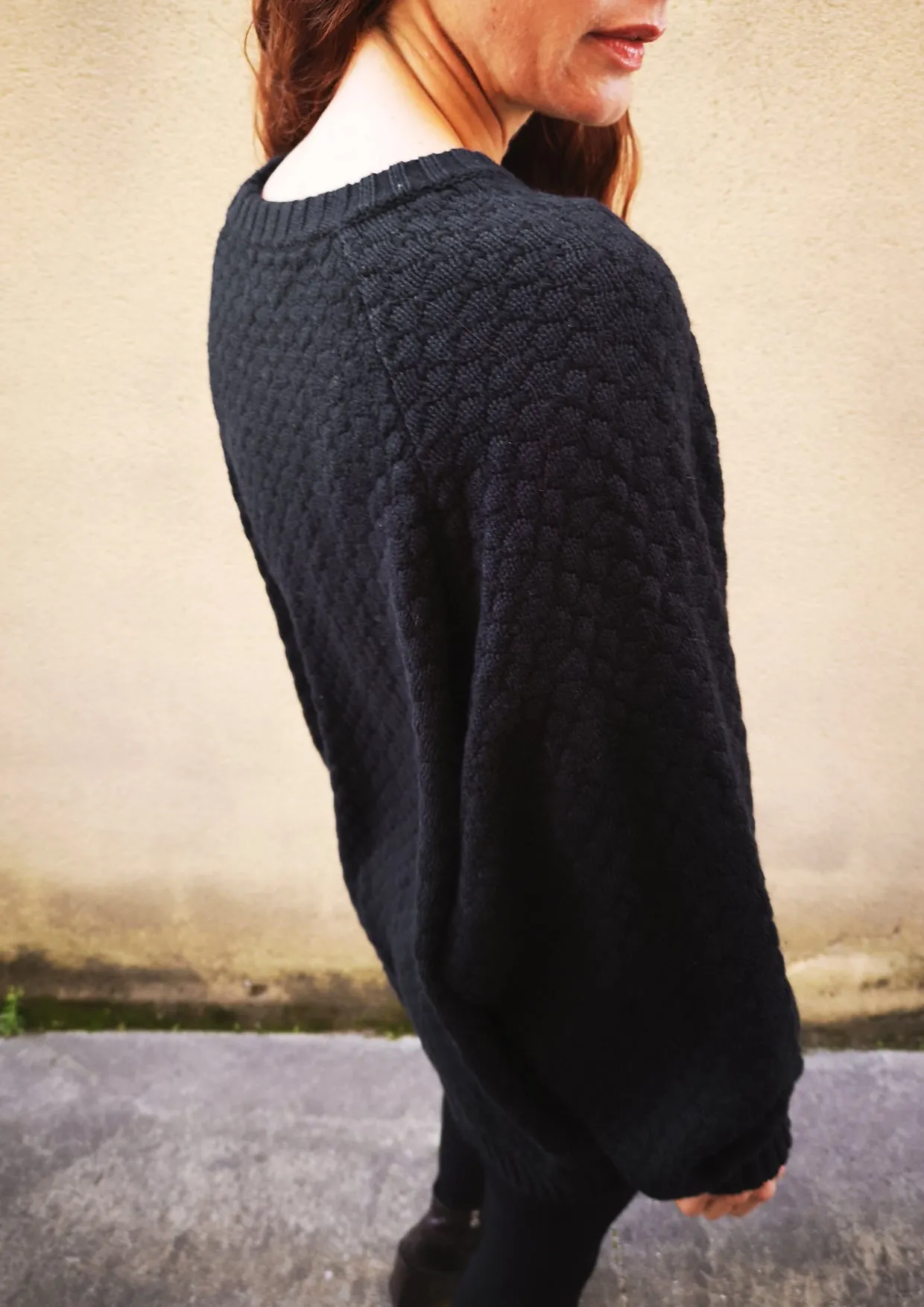 SWEATER OVERSIZE - KNIT PEARL black