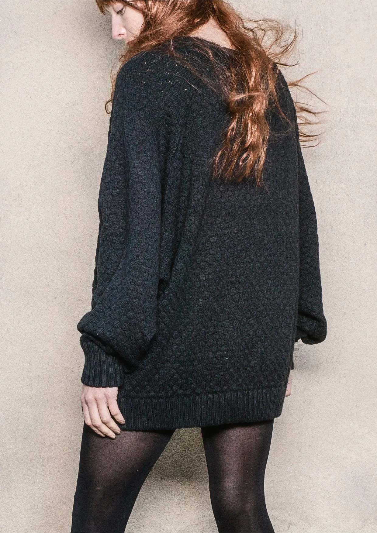 SWEATER OVERSIZE - KNIT PEARL black