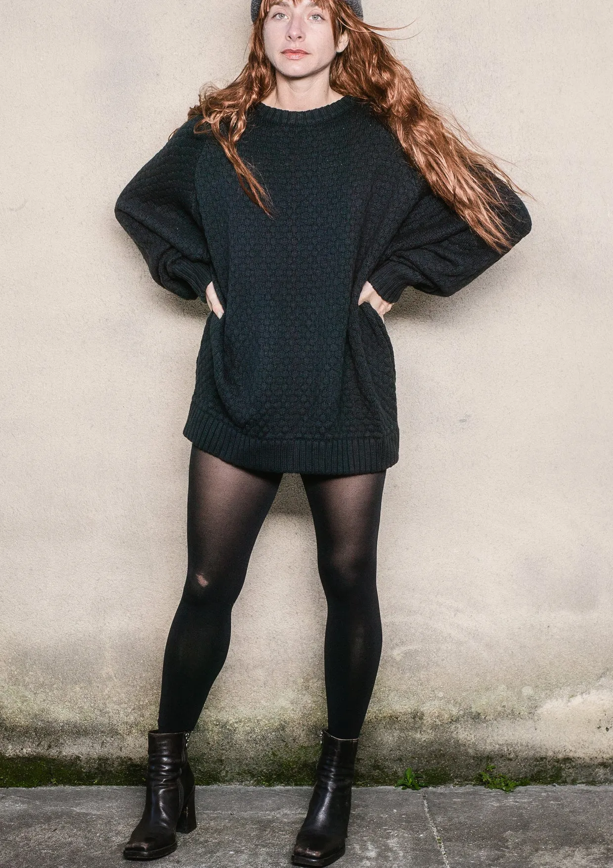 SWEATER OVERSIZE - KNIT PEARL black