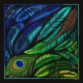 The Iridescent Feather Silk Scarf | 130x130cm [Preorder]