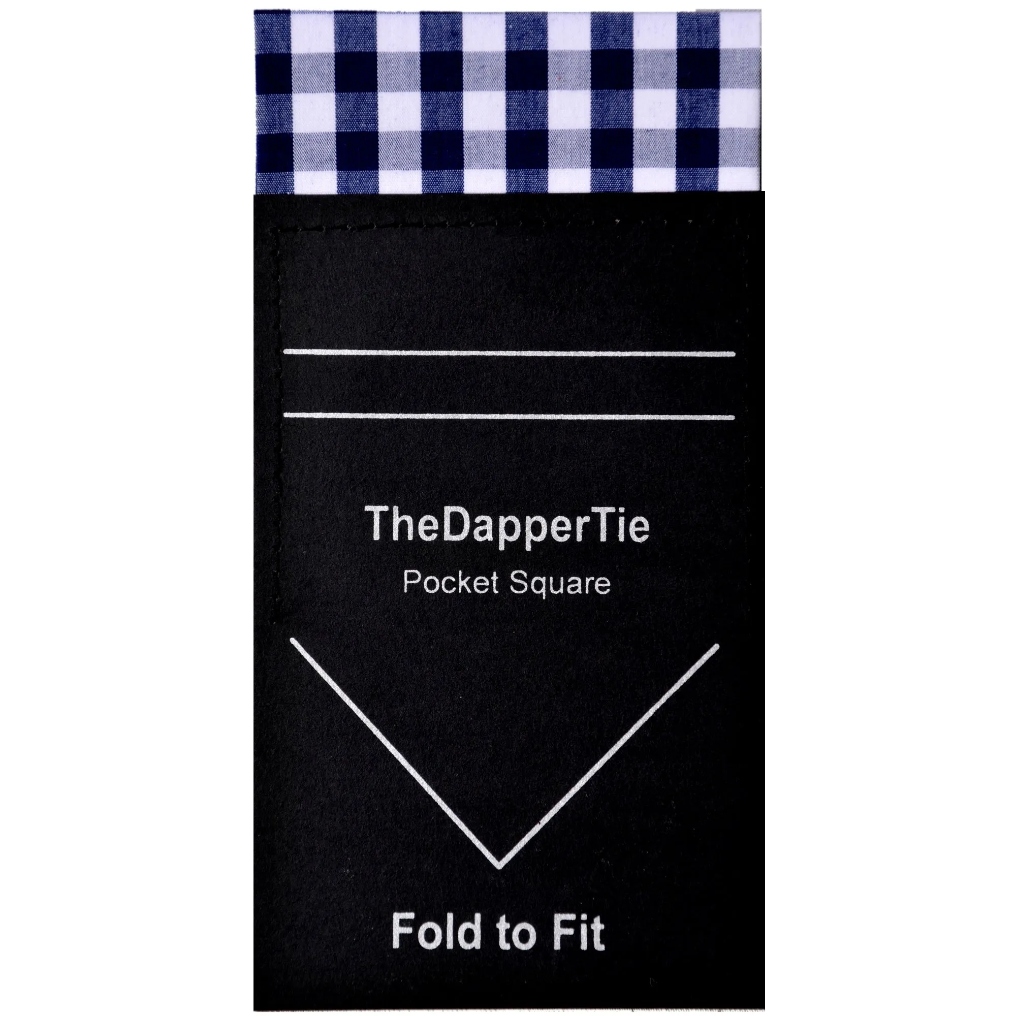 TheDapperTie - Men's Cotton Checks Flat Pre Folded Pocket Square on Card