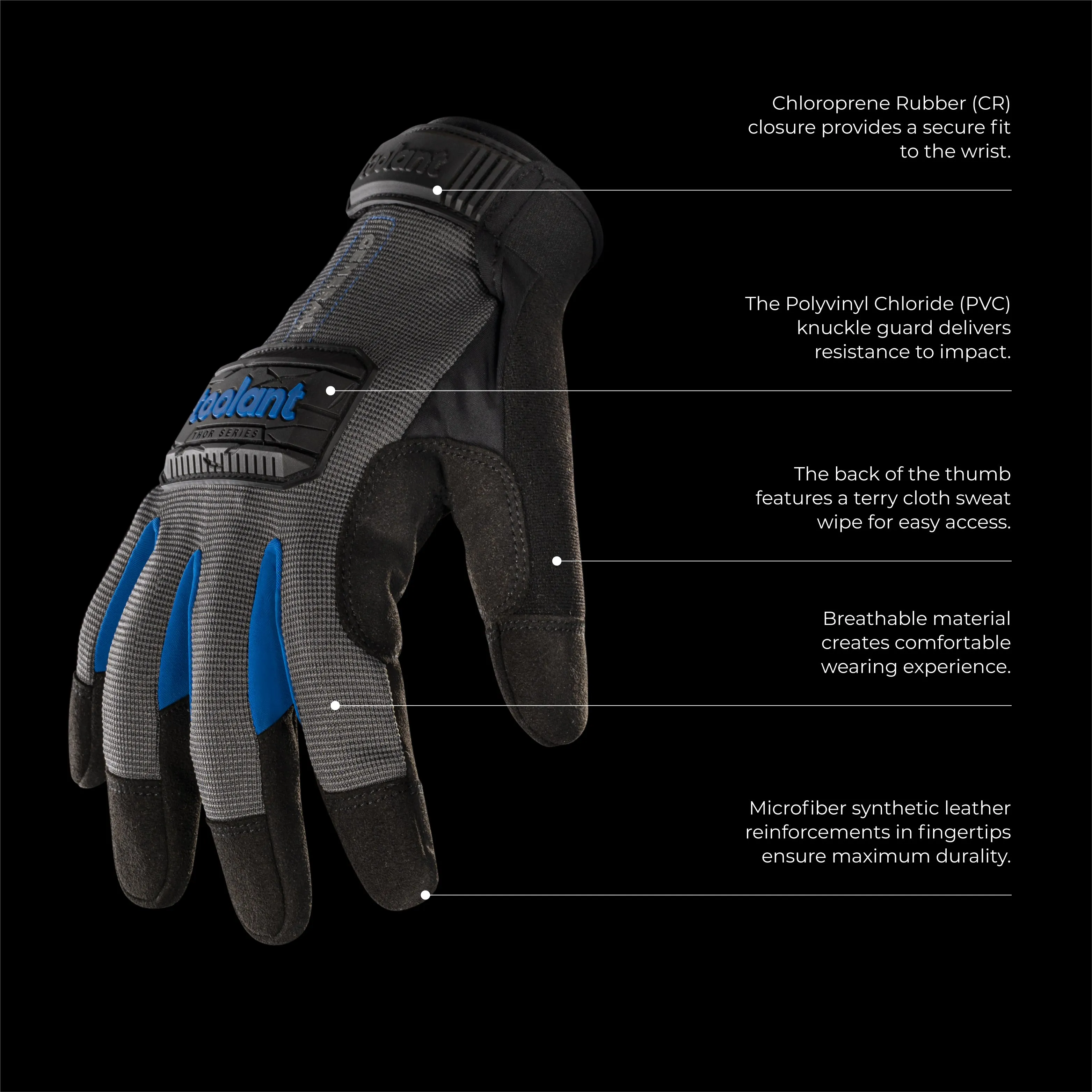 Thor Mechanic Gloves, Touch Screen, Utility Grip for Multi-Purpose Use