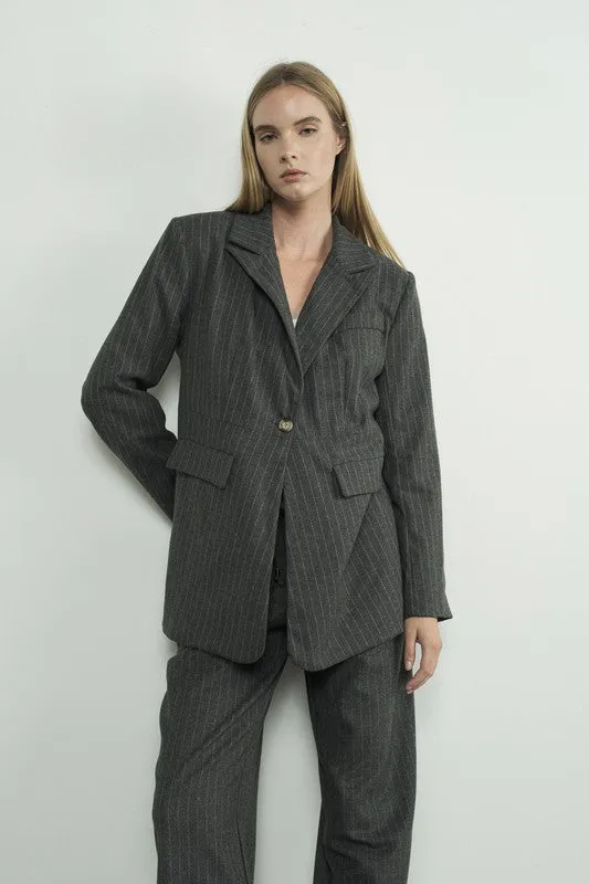 Timeless Pinstripe Blazer - Charcoal