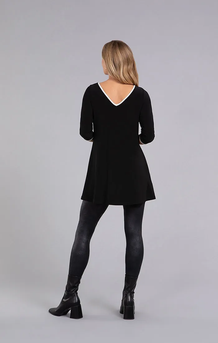 Tipped Reversible Trapeze Tunic, 3/4 Sleeve