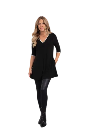 Tipped Reversible Trapeze Tunic, 3/4 Sleeve