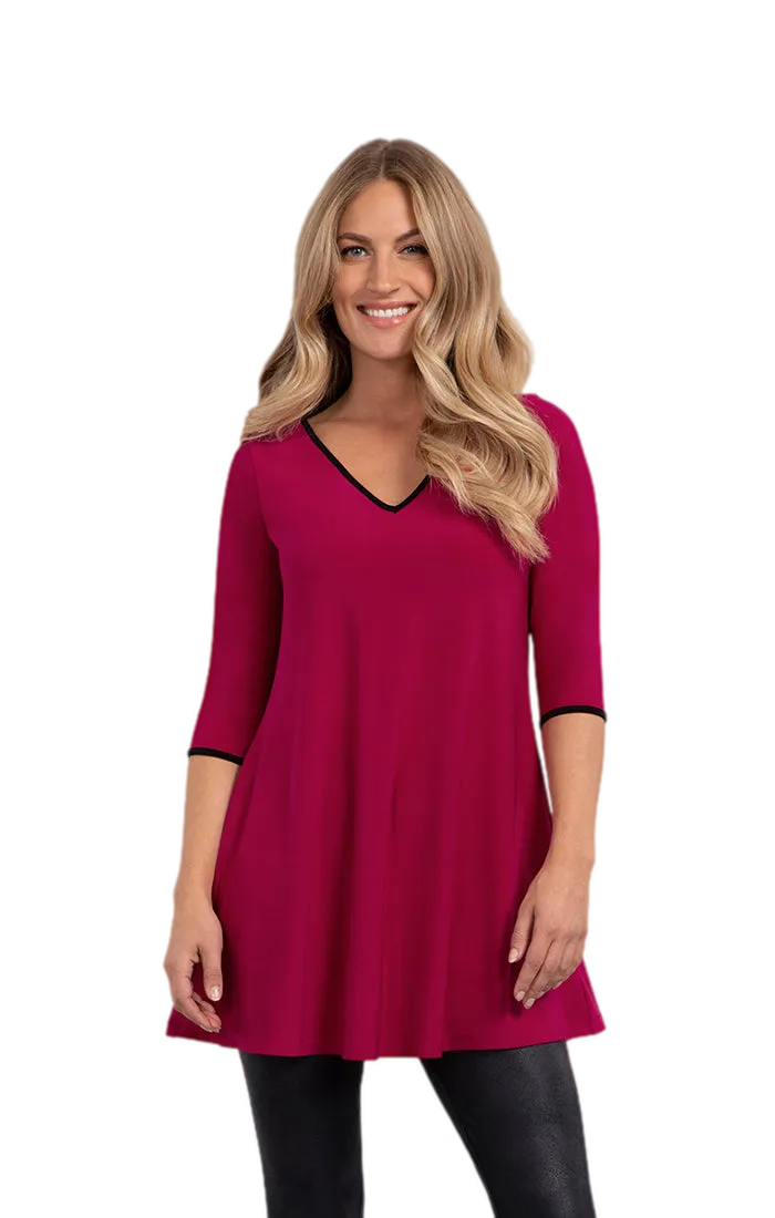 Tipped Reversible Trapeze Tunic, 3/4 Sleeve