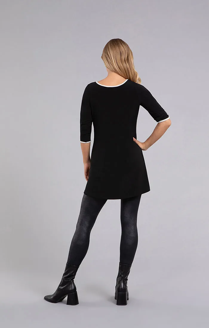 Tipped Reversible Trapeze Tunic, 3/4 Sleeve