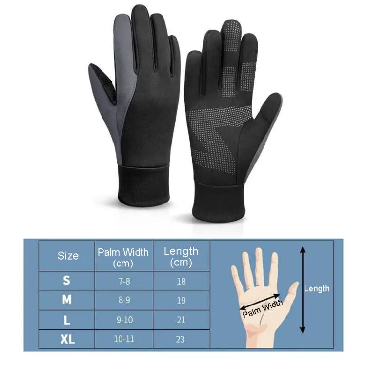 Touch Screen Anti-slip Waterproof Outdoor Sports Warm Cycling Gloves, Size: M(Black)