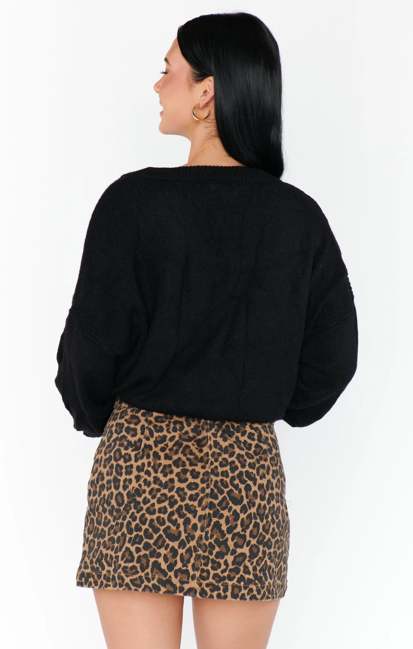 Tyra Belted Zip Skirt ~ Leopard Latte Denim