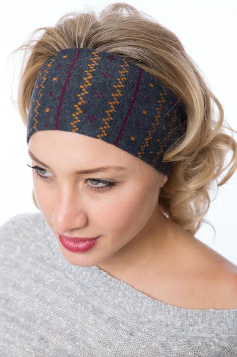 Upcycled Kodiak Fair Isle Sweater Knit Hair Band