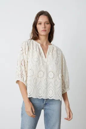 Velvet by Graham & Spencer Quinn 06 Eyelet Top | Ivory