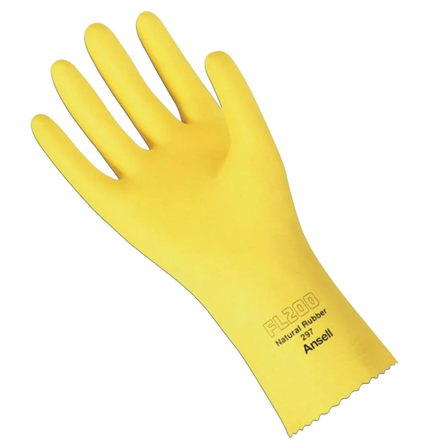 VERSATOUCH 87-297/FL200NAT LAT -  FL 200 Gloves, Natural Latex, Lemon Yellow