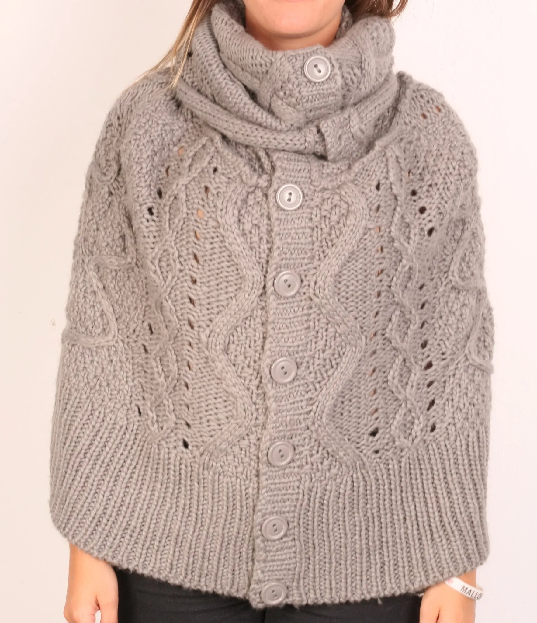 Vila Clothes Womens Jumper One size Grey Poncho Infinity Scarf Wool Sweater