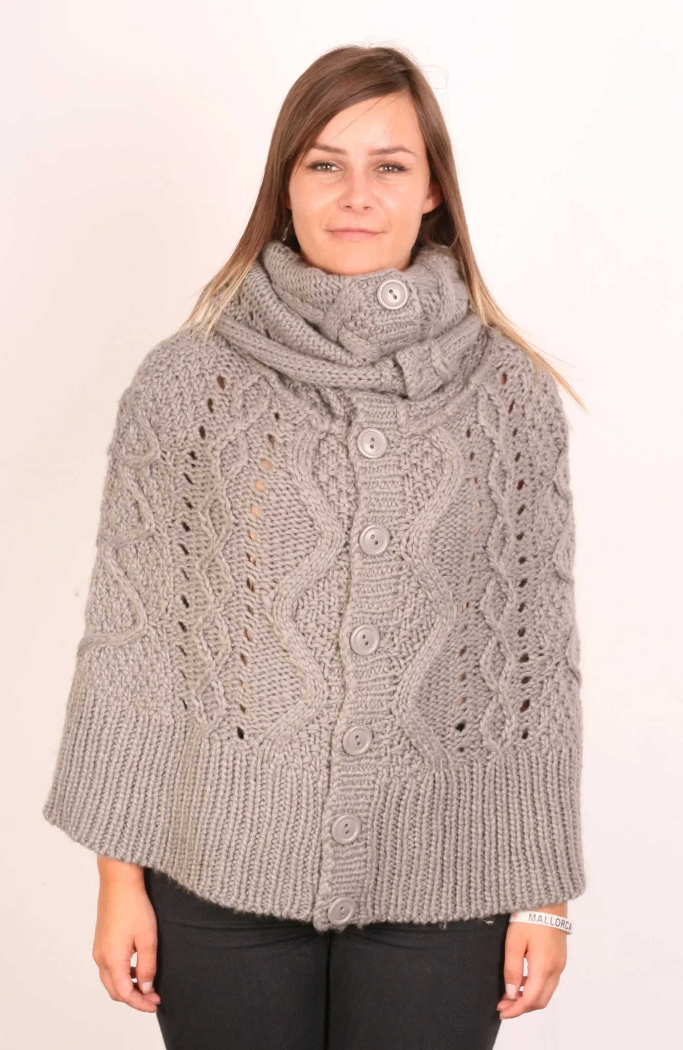 Vila Clothes Womens Jumper One size Grey Poncho Infinity Scarf Wool Sweater