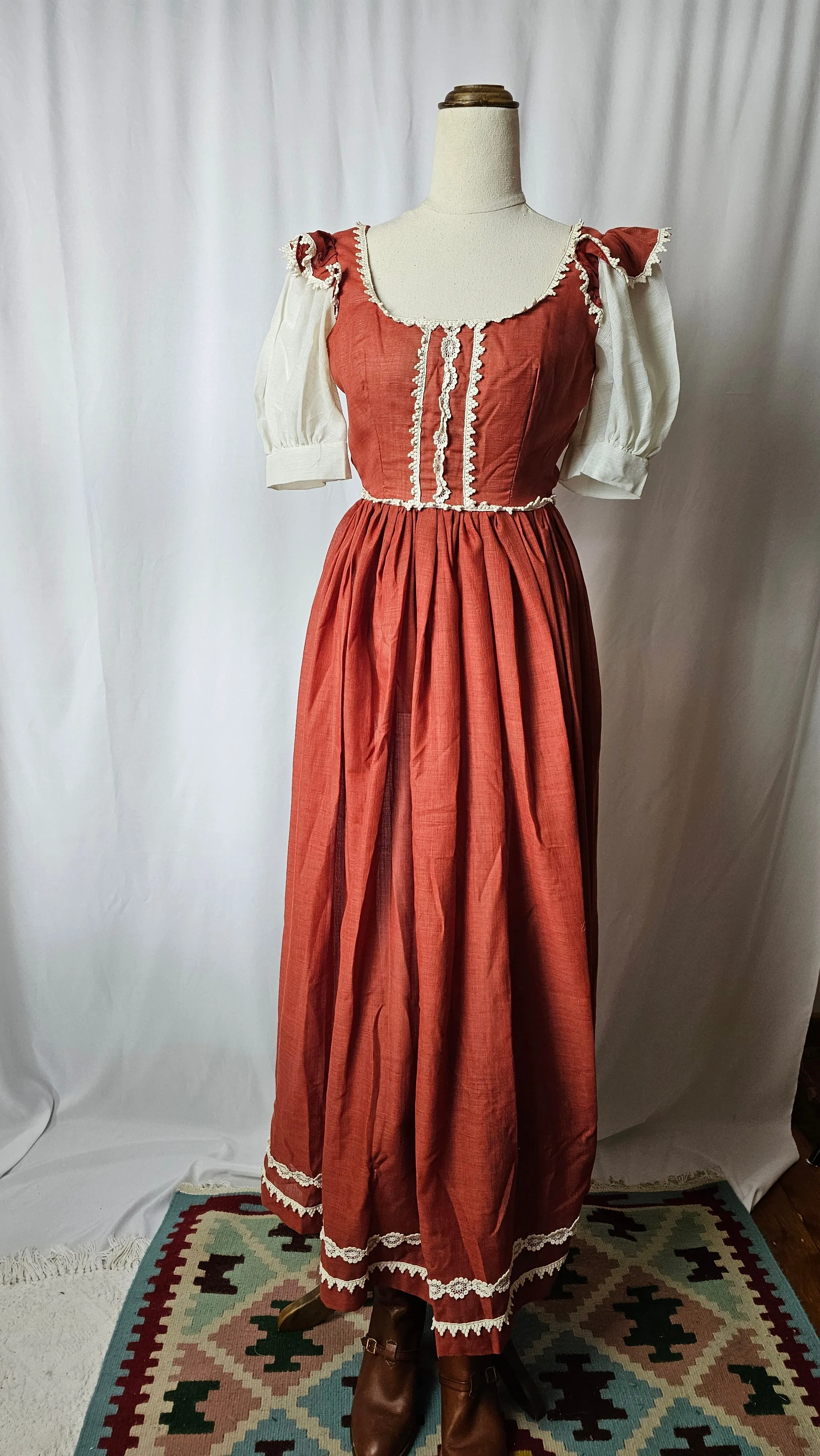 Vintage 60s Prairie Edwardian Lace dress xs/s