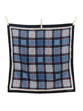 Vintage 90s Y2K Tartan Check Print Blue & Red Square Bandana Neck Tie Scarf