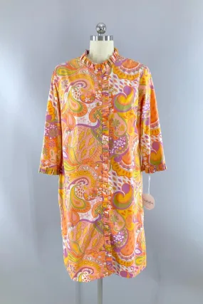 Vintage Mod Print Housecoat Dress