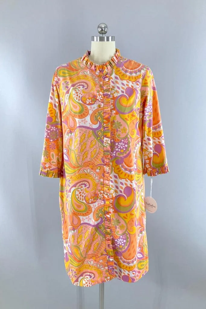 Vintage Mod Print Housecoat Dress