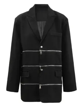 Wenkouban-Winter outfits Christmas Black Friday Two Way Zipper Oversized Blazer Jacket