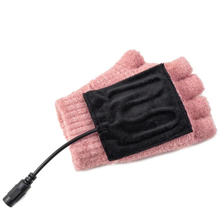 Winter Office USB Heating Warm Half Finger with Cover Gloves Heated Pad, Size: Free Size(Gray)