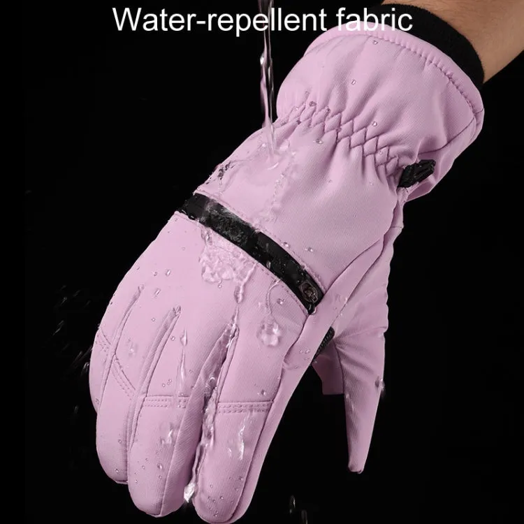 Winter Padded Ski Finger Gloves Outdoor Windproof Warm Sports Gloves, Size: S(Pink)