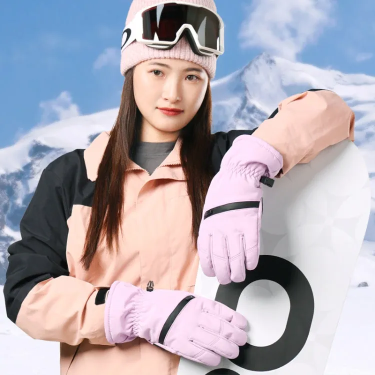 Winter Padded Ski Finger Gloves Outdoor Windproof Warm Sports Gloves, Size: S(Pink)