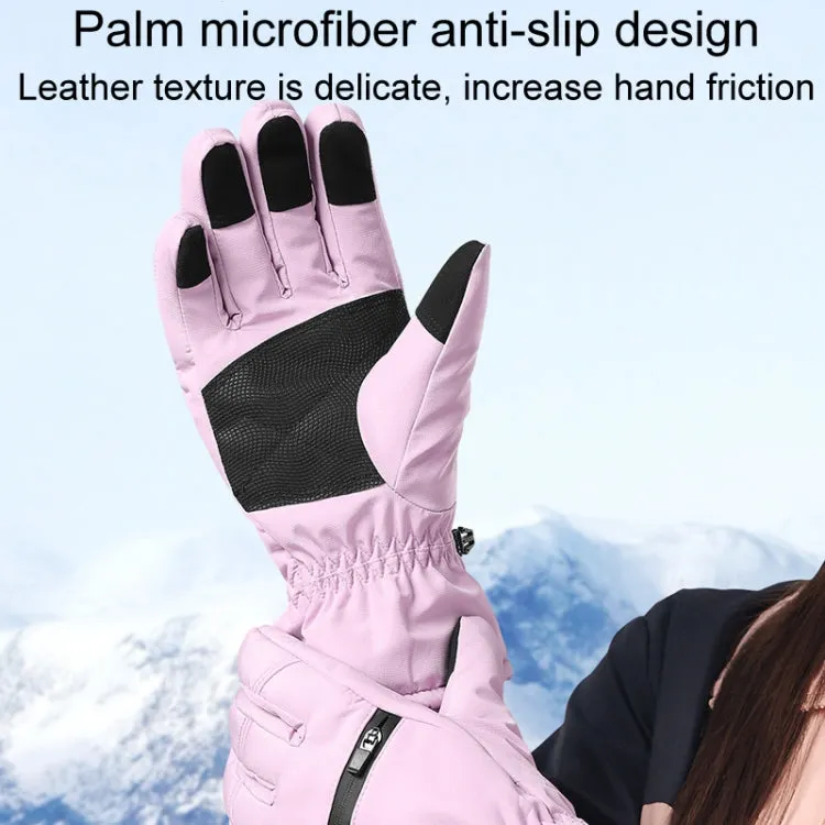 Winter Padded Ski Finger Gloves Outdoor Windproof Warm Sports Gloves, Size: S(Pink)