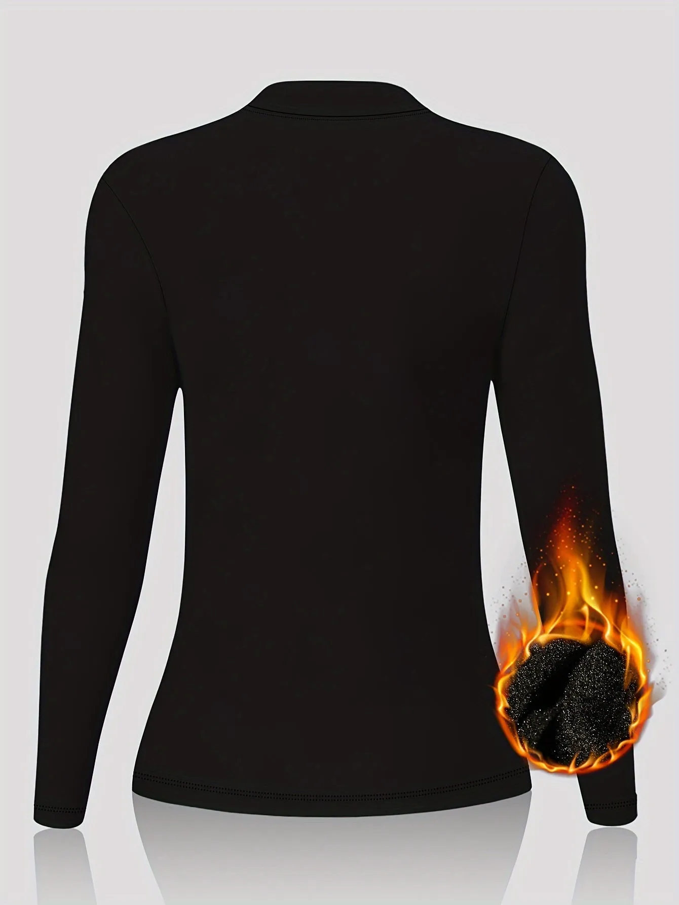 Women's Thermal Underwear - Solid Plush Lined, Long Sleeve, Mock Neck, Slim Fit, for Fall and Winter Seasons