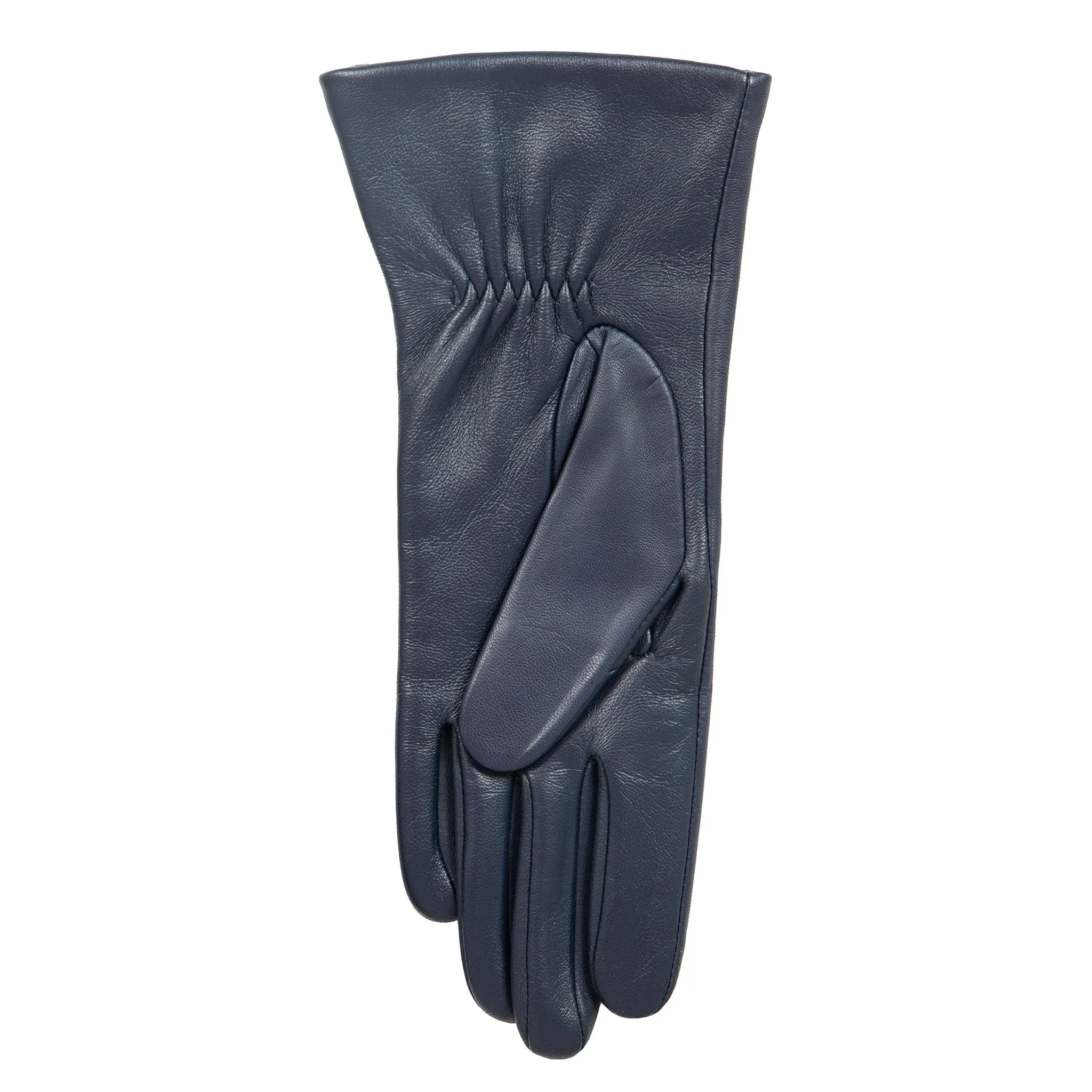 Women’s Touchscreen Three-Point Cashmere-Lined Leather Gloves with Buttons