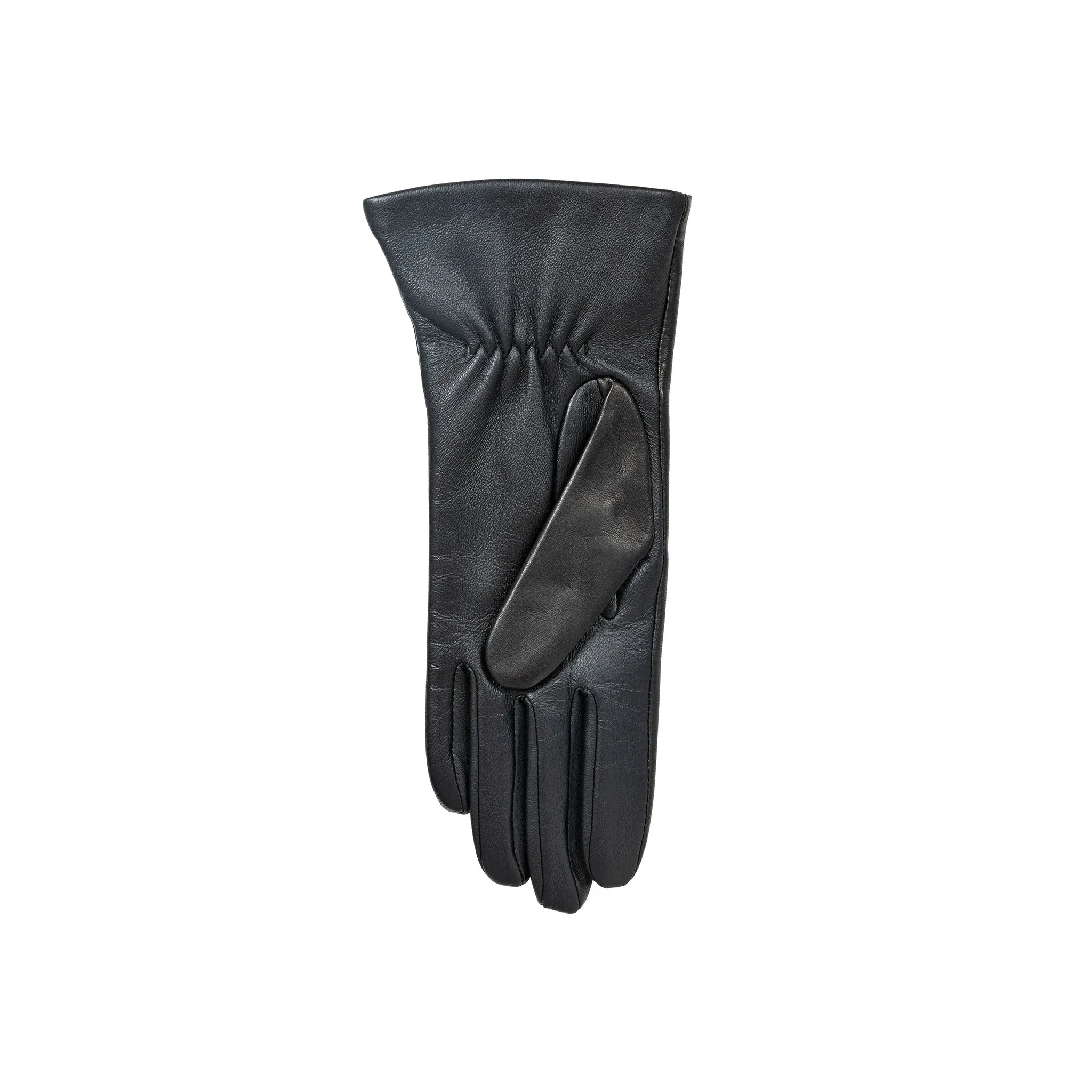 Women’s Touchscreen Three-Point Cashmere-Lined Leather Gloves with Buttons