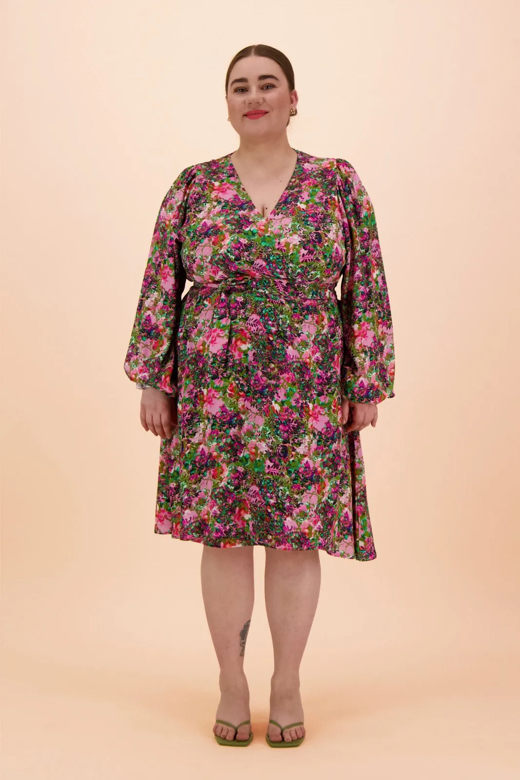 Wrap Mini Dress Blooming Forest Bright