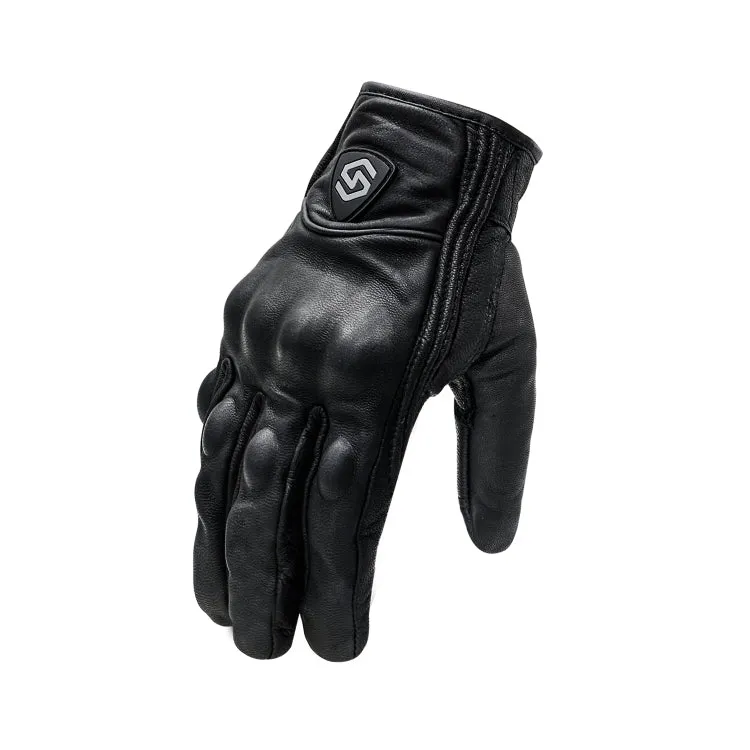 WUPP CS-1047A Motorcycle Racing Cycling Windproof Leather Full Finger Gloves, Size:XL(Black)