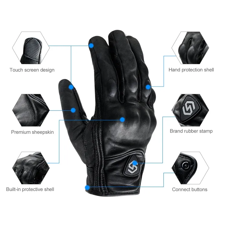 WUPP CS-1047A Motorcycle Racing Cycling Windproof Leather Full Finger Gloves, Size:XL(Black)