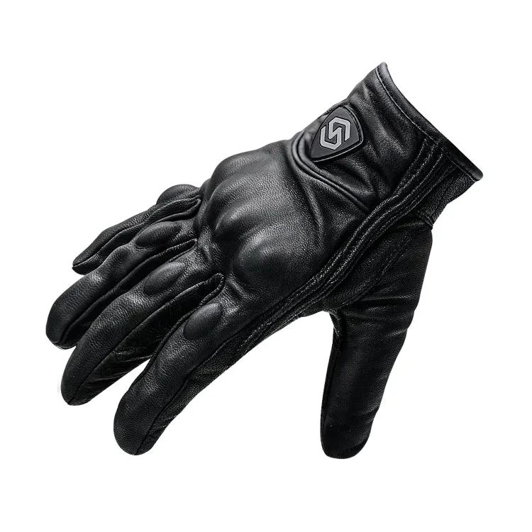 WUPP CS-1047A Motorcycle Racing Cycling Windproof Leather Full Finger Gloves, Size:XL(Black)