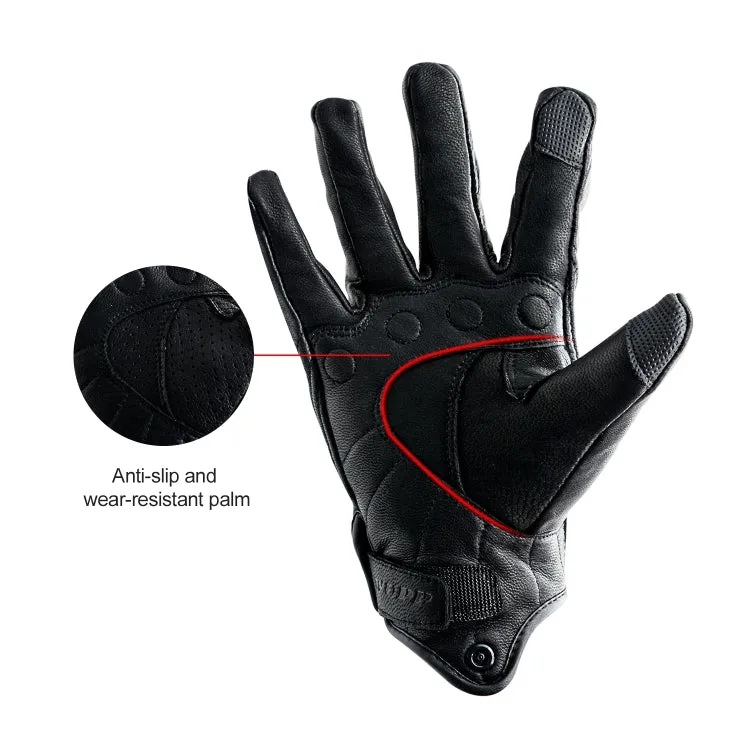 WUPP CS-1047A Motorcycle Racing Cycling Windproof Leather Full Finger Gloves, Size:XL(Black)