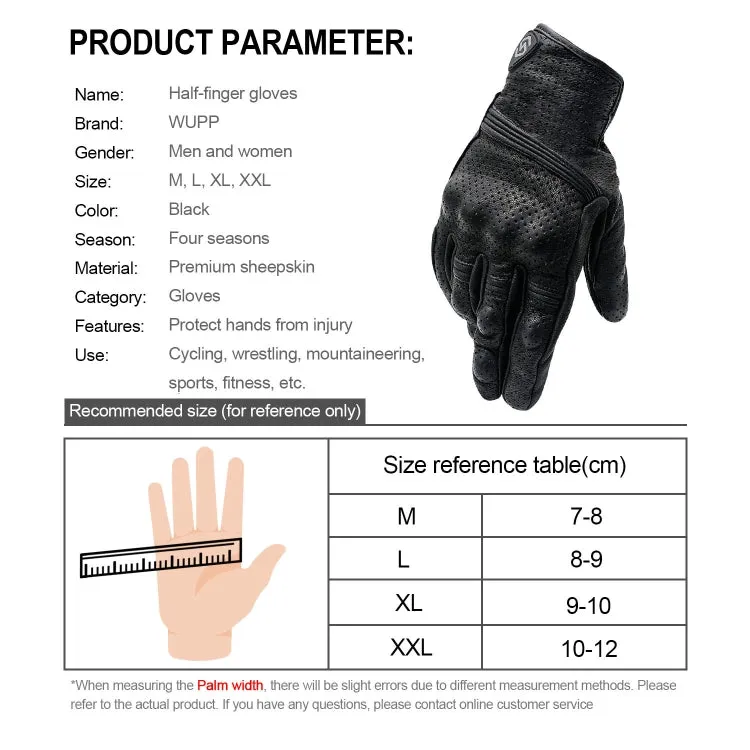 WUPP CS-1049A Outdoor Motorcycle Cycling Breathable Leather Full Finger Gloves with Holes, Size:XXL(Black)