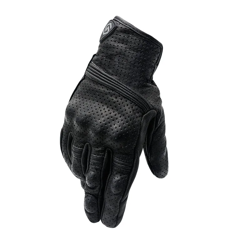 WUPP CS-1049A Outdoor Motorcycle Cycling Breathable Leather Full Finger Gloves with Holes, Size:XXL(Black)