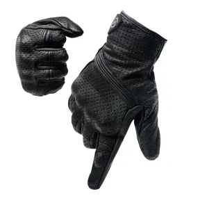 WUPP CS-1049A Outdoor Motorcycle Cycling Breathable Leather Full Finger Gloves with Holes, Size:XXL(Black)