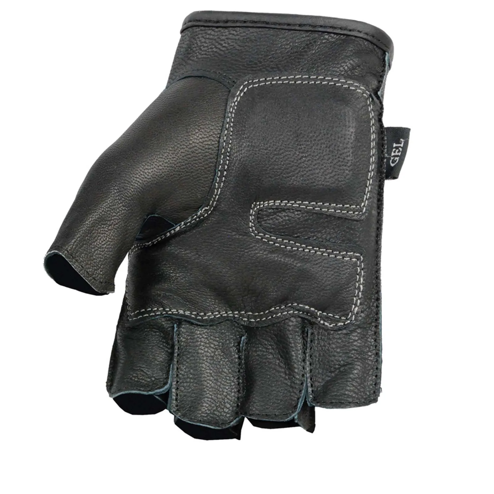 Xelement XG198 Men's Embroidered 'Flamed' Fingerless Black Motorcycle Leather Gloves